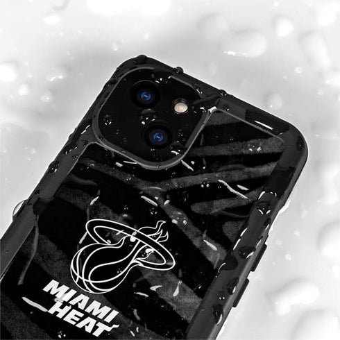 NBA Miami Heat Black Animal Print iPhone 15 Waterproof Case